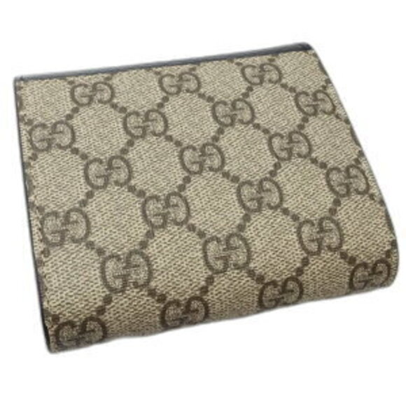 Gucci Compact Flap Wallet GG Marmont Leather Bi fold Black Beige - Picture 2 of 9